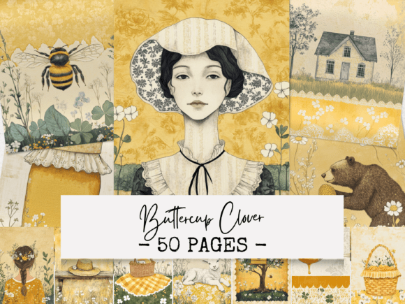 Buttercup Clover Junk Journal Pages