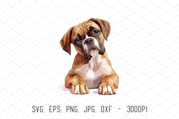 Cute Boxer Dog Watercolor Clipart PNG: A Versatile Design Asset for Creative Entrepreneurs