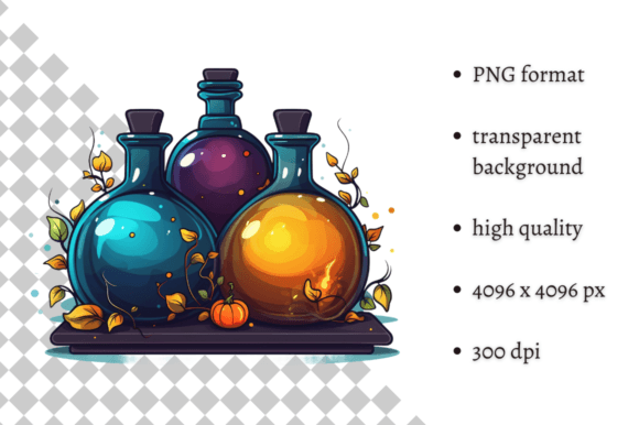 Cute Halloween Potions PNG Clipart