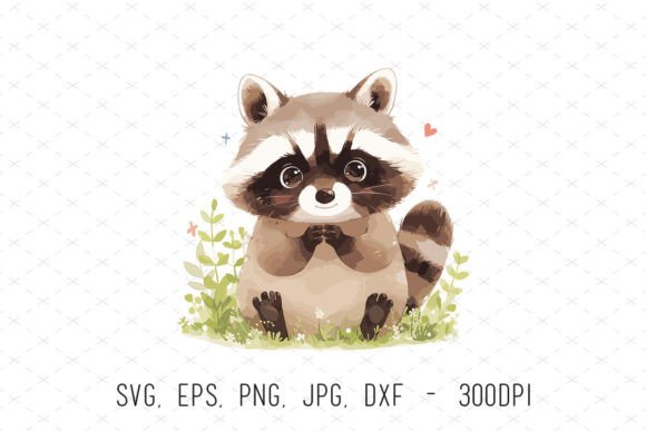 Cute Watercolor Baby Raccoon Clipart for Creative Design Projects