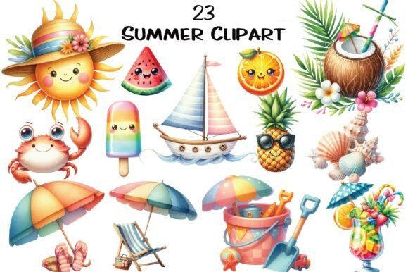 Summer Clipart: 23 Cute Beach Designs