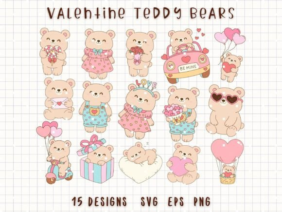 Valentine Teddy Bear SVG Love Bear PNG