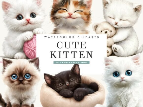 Watercolor Cute Kitten Clipart Bundle: A Creative Toolkit for Every Project