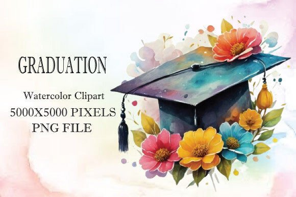 Watercolor Graduation Hat Clipart: A Versatile Design Choice for Creative Projects
