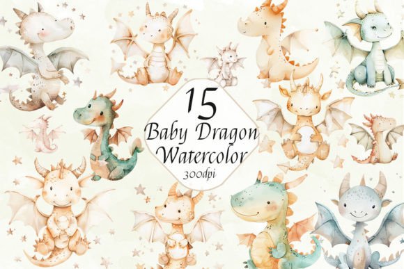 Watercolor Nursery Baby Dragon Clipart: Creative Design Possibilities