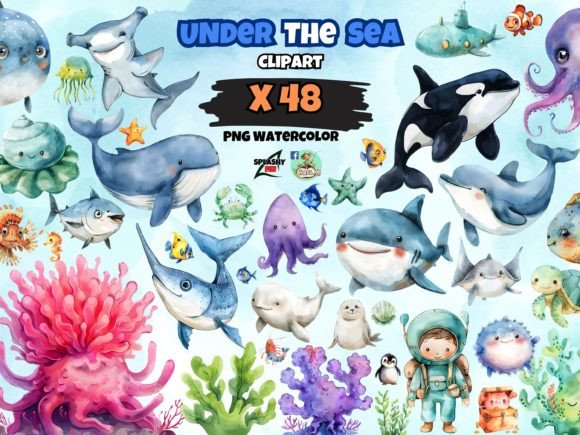 Watercolor Under the Sea Clipart Bundle